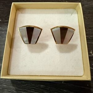 Gold and Brown Fan Cuff Links